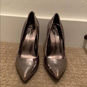 Silver high heels Jesica Simpson